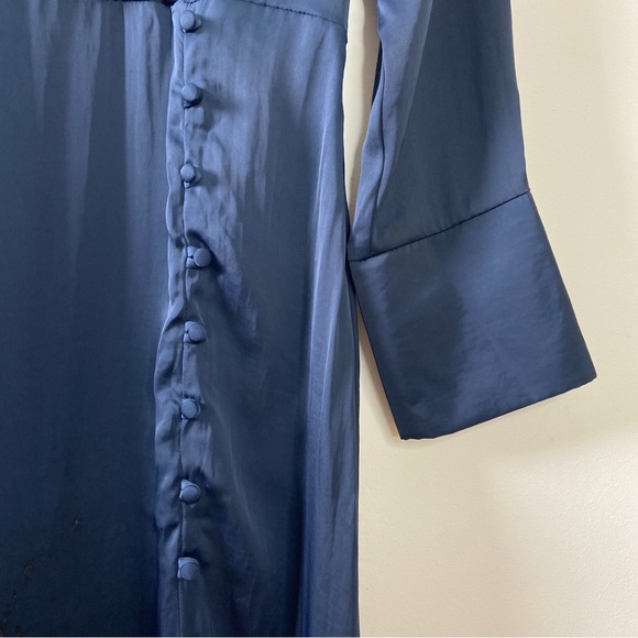 Zara long blue satin dress - Size L - Picture 2 of 11